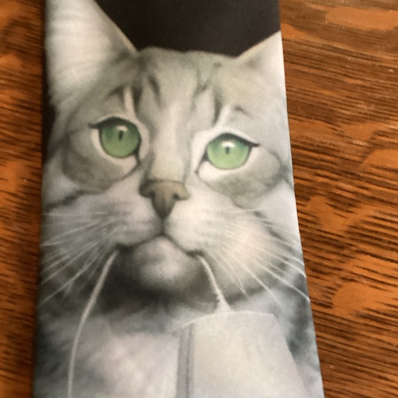 Ralph Marlin Black and Gray Cat Tie - Picture 2 of 4